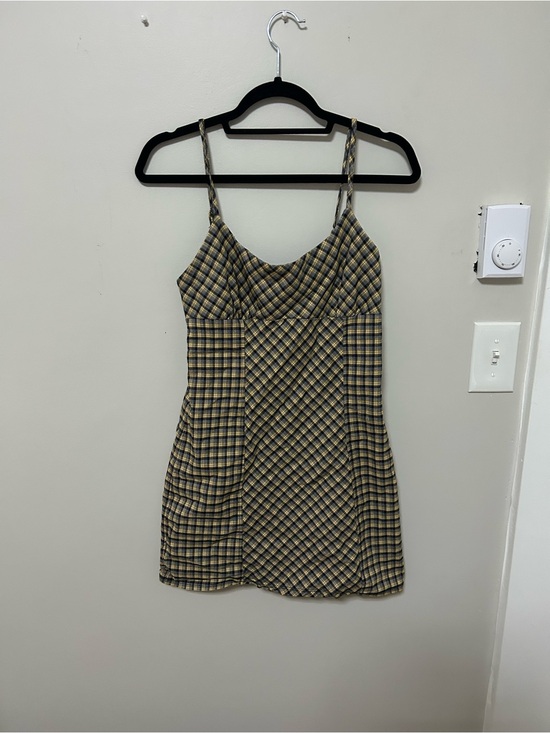 wild fable Dresses & Skirts - Wild Fable Plaid Spaghetti-Strap Mini Dress Yellow and Blue
